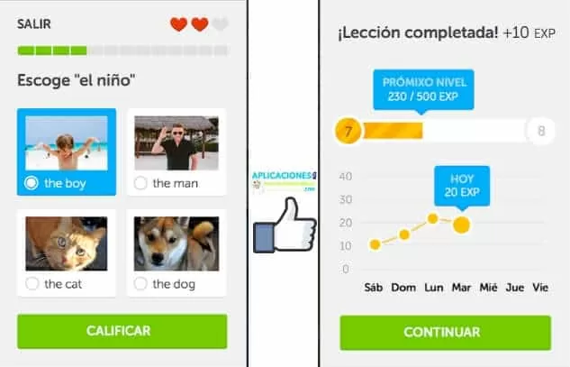 capturas de pantalla de duolingo app